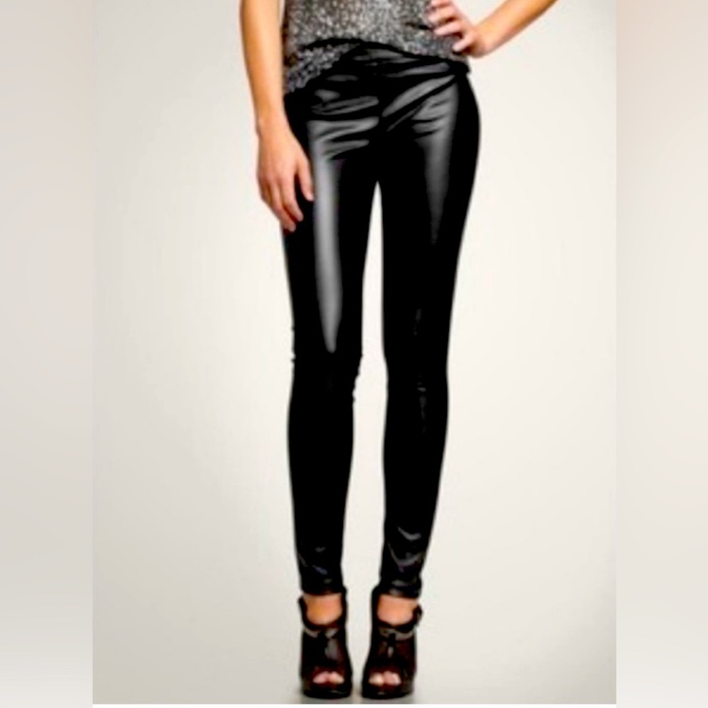 GAP WORN ONCE Black Faux Leather  Leggings Size L